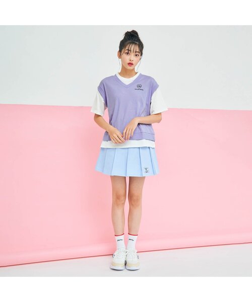 algy（アルジー）の「ベストレイヤード風スクール転写T（Tシャツ/カットソー・キッズ・ベージュ/ミント/ラベンダー・XXX-SMALL/XX-SMALL/X-SMALL/MEDIUM/SMALL）」の7枚目の写真