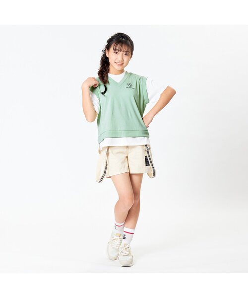 algy（アルジー）の「ベストレイヤード風スクール転写T（Tシャツ/カットソー・キッズ・ベージュ/ミント/ラベンダー・XXX-SMALL/XX-SMALL/X-SMALL/MEDIUM/SMALL）」の9枚目の写真