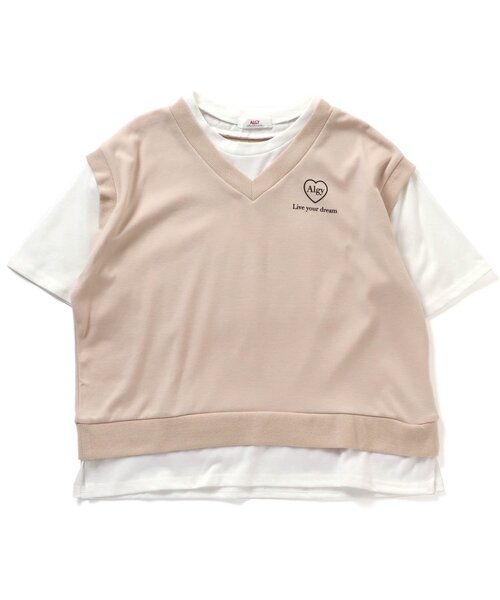 algy（アルジー）の「ベストレイヤード風スクール転写T（Tシャツ/カットソー・キッズ・ベージュ/ミント/ラベンダー・XXX-SMALL/XX-SMALL/X-SMALL/MEDIUM/SMALL）」の11枚目の写真