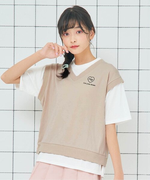 algy（アルジー）の「ベストレイヤード風スクール転写T（Tシャツ/カットソー・キッズ・ベージュ/ミント/ラベンダー・XXX-SMALL/XX-SMALL/X-SMALL/MEDIUM/SMALL）」の14枚目の写真