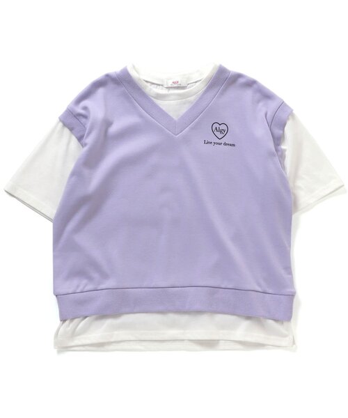 algy（アルジー）の「ベストレイヤード風スクール転写T（Tシャツ/カットソー・キッズ・ベージュ/ミント/ラベンダー・XXX-SMALL/XX-SMALL/X-SMALL/MEDIUM/SMALL）」の16枚目の写真