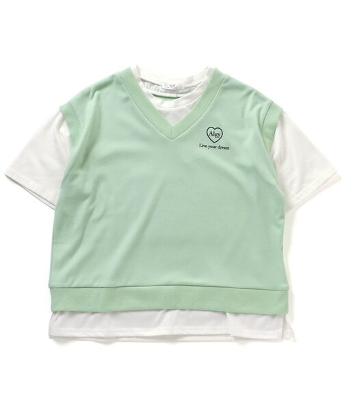 algy（アルジー）の「ベストレイヤード風スクール転写T（Tシャツ/カットソー・キッズ・ベージュ/ミント/ラベンダー・XXX-SMALL/XX-SMALL/X-SMALL/MEDIUM/SMALL）」の17枚目の写真