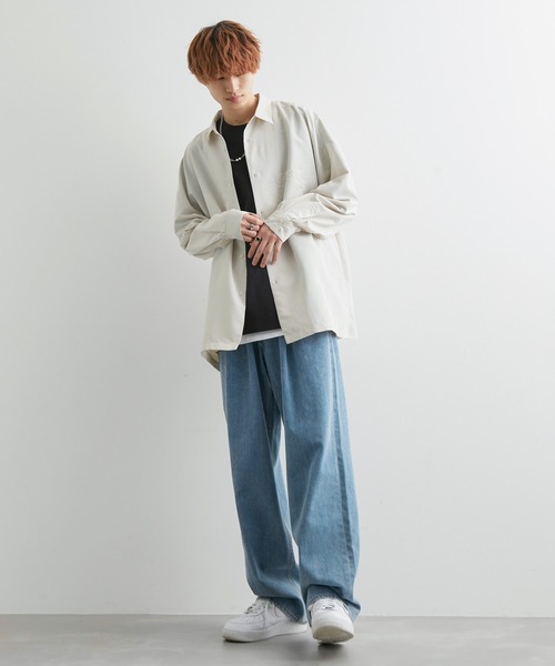 JUNRED（ジュンレッド）の「tai×JUNRed  リラックスワイドリベットシャツ（シャツ/ブラウス・メンズ・ブラック/オフホワイト/ライトグリーン・FREE/S/M/L）」の4枚目の写真