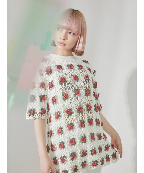 merry jenny（メリージェニー）の「flowerクロシェニットチュニック（チュニック・レディース・アイボリー/ブラック・FREE）」の22枚目の写真