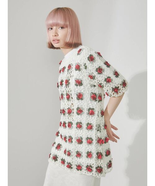 merry jenny（メリージェニー）の「flowerクロシェニットチュニック（チュニック・レディース・アイボリー/ブラック・FREE）」の13枚目の写真