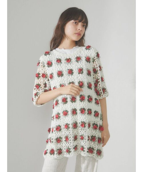 merry jenny（メリージェニー）の「flowerクロシェニットチュニック（チュニック・レディース・アイボリー/ブラック・FREE）」の15枚目の写真