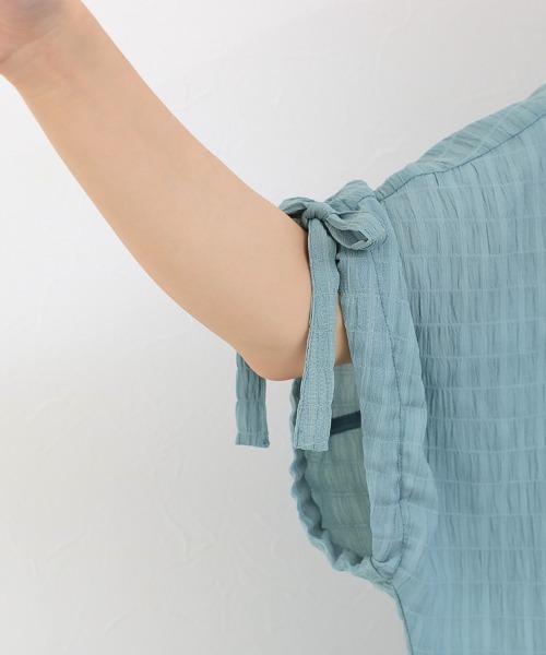 Social GIRL（ソーシャルガール）の「袖リボンバンドカラーシャツブラウス（シャツ/ブラウス・レディース・ブラック/パープル/オフホワイト/ブルー/モカ・S/M/L）」の10枚目の写真