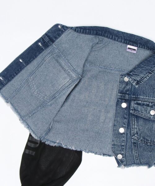 ANAP GiRL(アナップガール)の「袖シフォンショートGジャン(デニムジャケット・キッズ・ホワイト/ライトブルー・S/M/XS)」の5枚目の写真