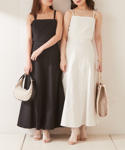 ツイルバック細リボンマルチウェイキャミワンピース（ワンピース