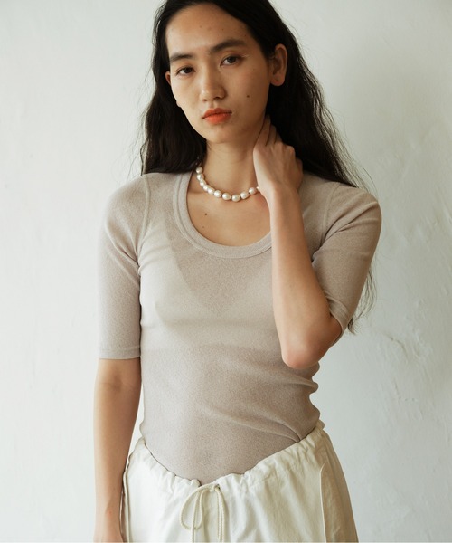 GALLARDAGALANTE（ガリャルダガランテ）の「ドライリブTシャツ（Tシャツ/カットソー・レディース・ホワイト/ライトグレー/ブラック・FREE）」の3枚目の写真