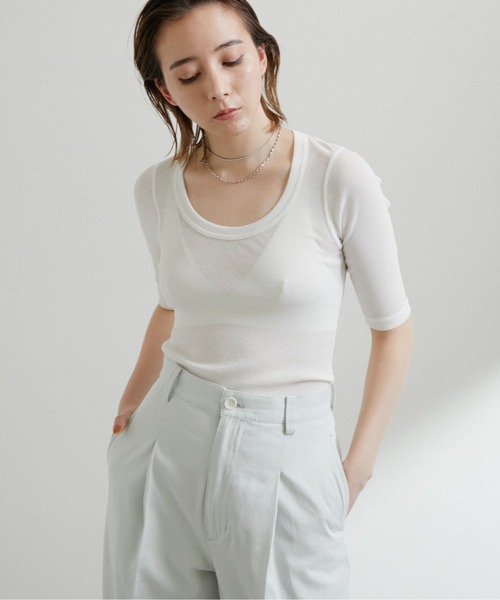 GALLARDAGALANTE（ガリャルダガランテ）の「ドライリブTシャツ（Tシャツ/カットソー・レディース・ホワイト/ライトグレー/ブラック・FREE）」の4枚目の写真