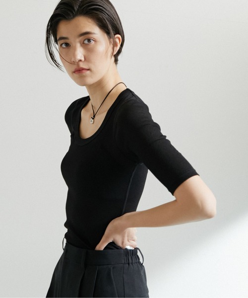 GALLARDAGALANTE（ガリャルダガランテ）の「ドライリブTシャツ（Tシャツ/カットソー・レディース・ホワイト/ライトグレー/ブラック・FREE）」の9枚目の写真