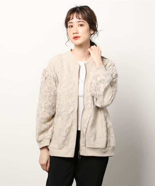 sandy(サンディー)の「【sandy】レース重ねブルゾン(ブルゾン・レディース・ブラック/杢グレー/グレイッシュベージュ・FREE)」の3枚目の写真