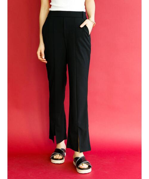 koe(コエ)の「カットジョーゼット センタースリットパンツ*(スラックス・レディース・ブラック/ピンク/グリーン・M)」の7枚目の写真