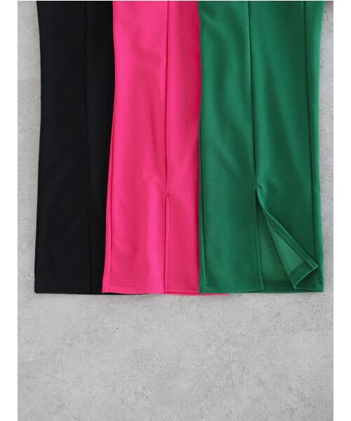 koe(コエ)の「カットジョーゼット センタースリットパンツ*(スラックス・レディース・ブラック/ピンク/グリーン・M)」の13枚目の写真