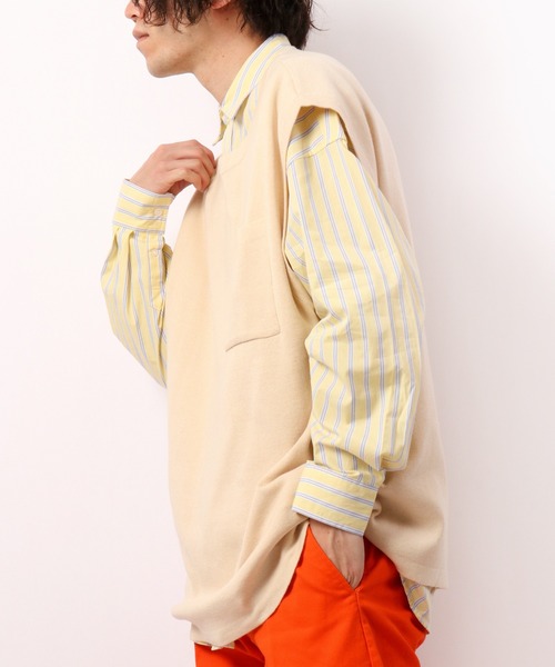 Revo.（レボ）の「Revo. コットン混 12G ルーズニットベスト（ベスト・メンズ・ホワイト/ブラック/グレー/ブルー・2/1）」の6枚目の写真