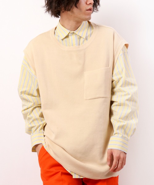 Revo.（レボ）の「Revo. コットン混 12G ルーズニットベスト（ベスト・メンズ・ホワイト/ブラック/グレー/ブルー・2/1）」の5枚目の写真