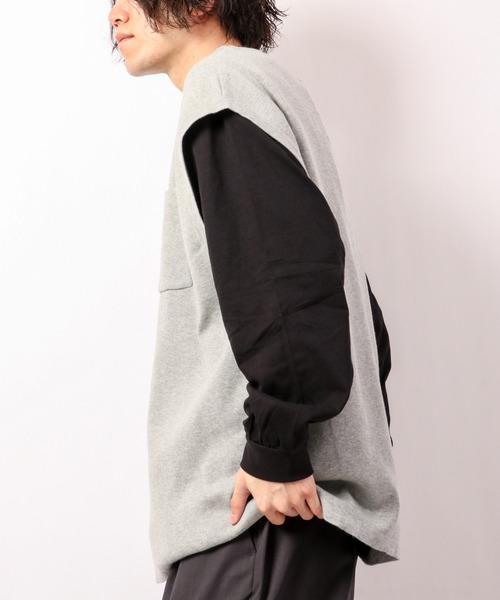 Revo.（レボ）の「Revo. コットン混 12G ルーズニットベスト（ベスト・メンズ・ホワイト/ブラック/グレー/ブルー・2/1）」の14枚目の写真