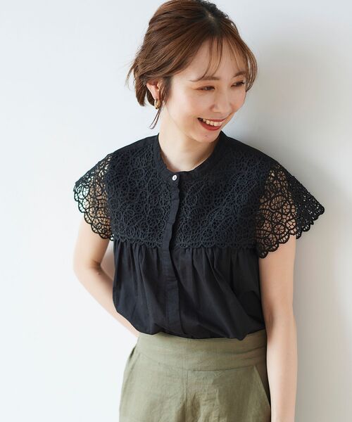 le.coeur blanc(ルクールブラン)の「エンブロイダリーレースフレンチブラウス(シャツ/ブラウス・レディース・オフホワイト/ブラック/ダークグリーン・38)」の20枚目の写真