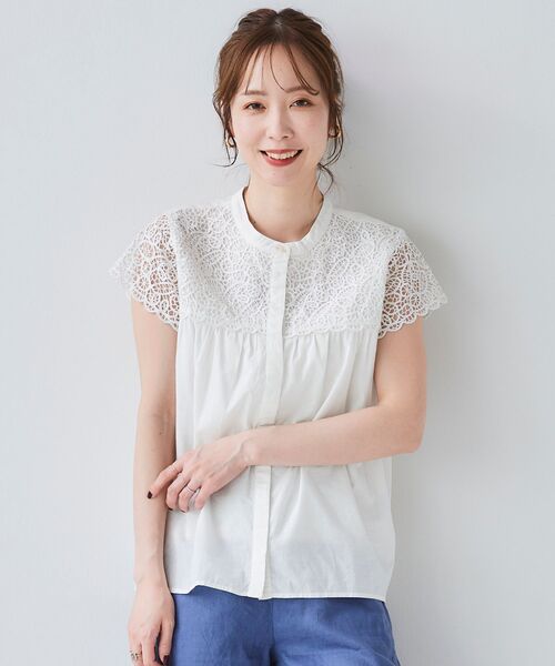 le.coeur blanc(ルクールブラン)の「エンブロイダリーレースフレンチブラウス(シャツ/ブラウス・レディース・オフホワイト/ブラック/ダークグリーン・38)」の22枚目の写真