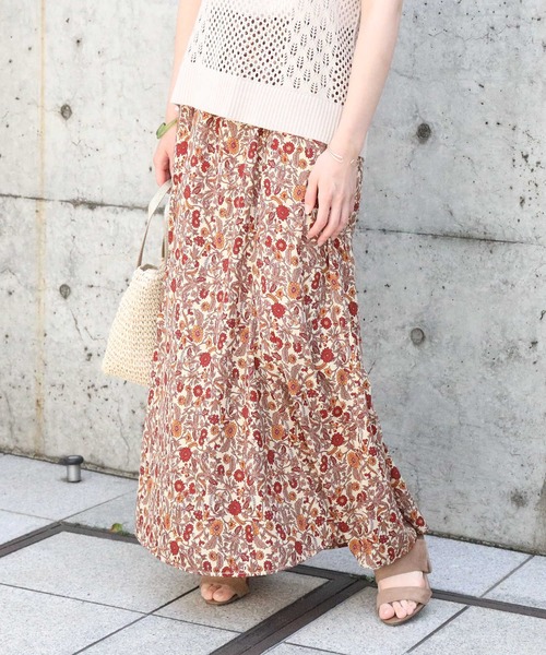 HONEYSUCKLE ROSE（ハニーサックルローズ）の「【HONEYSUCKLE ROSE】エスニック柄スカート（スカート・レディース・ベージュ/パープル/ダークグレー・M/L）」の2枚目の写真