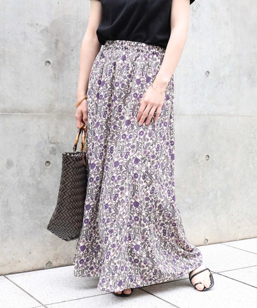 HONEYSUCKLE ROSE（ハニーサックルローズ）の「【HONEYSUCKLE ROSE】エスニック柄スカート（スカート・レディース・ベージュ/パープル/ダークグレー・M/L）」の3枚目の写真