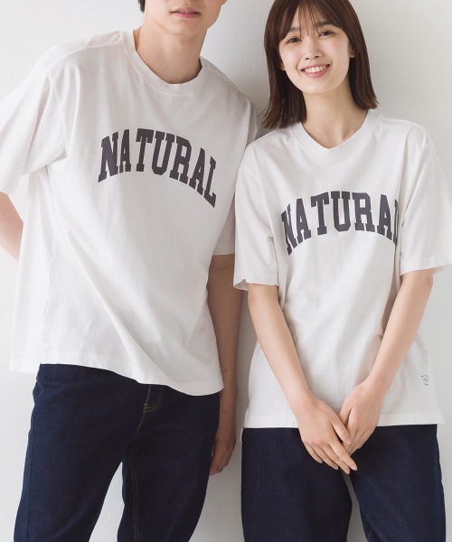 OMNES(オムネス)の「ユニセックス バイオポリウォッシュ 綿100%プリント半袖Tシャツ(Tシャツ/カットソー・レディース・ホワイト/ブラック/ミント/ピンクベージュ/チャコール・SMALL/MEDIUM/LARGE/X-LARGE)」の2枚目の写真