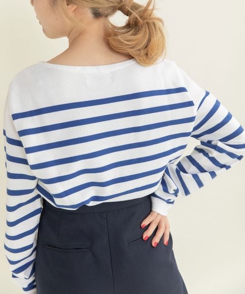 My Fav. CHILD WOMAN(マイファブチャイルドウーマン)の「ラッセルパネルボーダーボートネック プルオーバー(Tシャツ/カットソー・レディース・ブルー・FREE)」の19枚目の写真