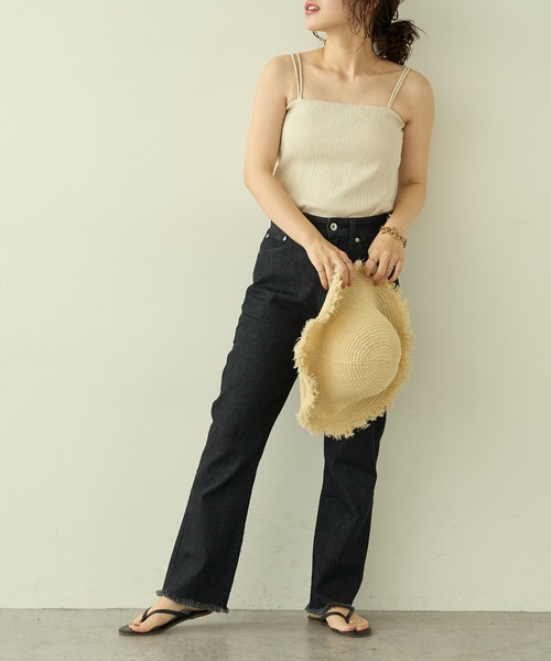 natural couture(ナチュラルクチュール)の「再入荷/リバイバルアイテム/大人ナチュ/カップ付きランダムテレコリブキャミソール(キャミソール・レディース・アイボリー/スミクロ/ピンク/ブラウン・FREE)」の19枚目の写真