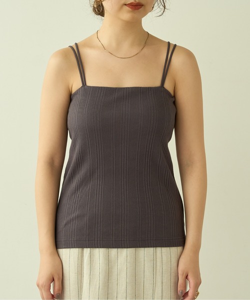 natural couture(ナチュラルクチュール)の「再入荷/リバイバルアイテム/大人ナチュ/カップ付きランダムテレコリブキャミソール(キャミソール・レディース・アイボリー/スミクロ/ピンク/ブラウン・FREE)」の10枚目の写真