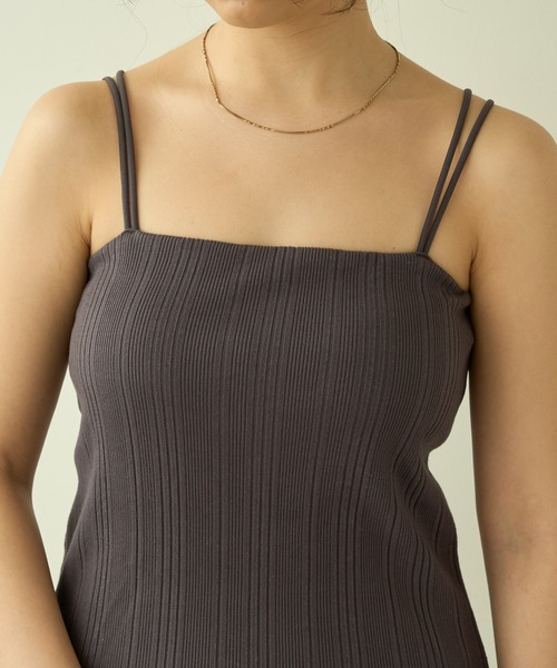 natural couture(ナチュラルクチュール)の「再入荷/リバイバルアイテム/大人ナチュ/カップ付きランダムテレコリブキャミソール(キャミソール・レディース・アイボリー/スミクロ/ピンク/ブラウン・FREE)」の16枚目の写真