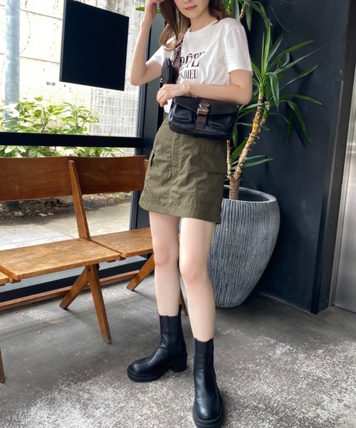 one after another NICE CLAUP(ワンアフターアナザーナイスクラップ)の「ユーティリティミニスカート(スカート・レディース・ブラック/ベージュ/カーキ・FREE)」の11枚目の写真