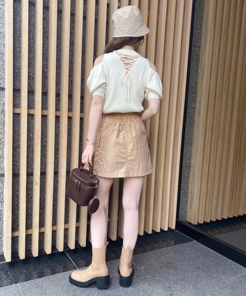 one after another NICE CLAUP(ワンアフターアナザーナイスクラップ)の「ユーティリティミニスカート(スカート・レディース・ブラック/ベージュ/カーキ・FREE)」の21枚目の写真