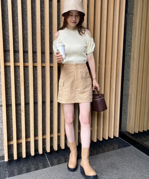 one after another NICE CLAUP(ワンアフターアナザーナイスクラップ)の「ユーティリティミニスカート(スカート・レディース・ブラック/ベージュ/カーキ・FREE)」の22枚目の写真