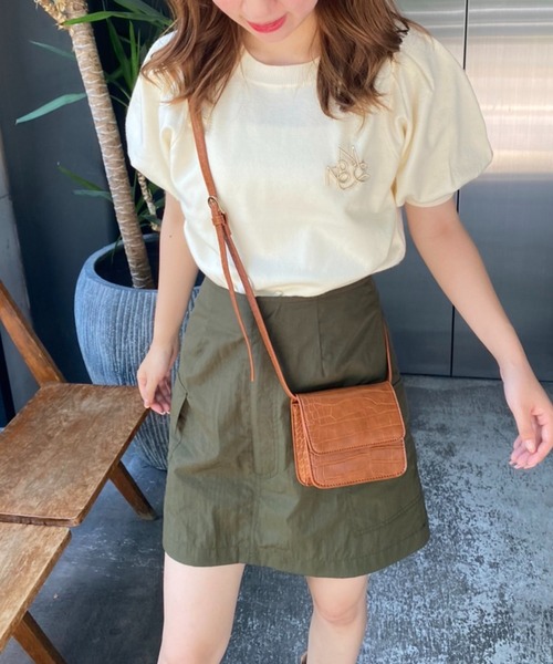 one after another NICE CLAUP(ワンアフターアナザーナイスクラップ)の「ユーティリティミニスカート(スカート・レディース・ブラック/ベージュ/カーキ・FREE)」の6枚目の写真