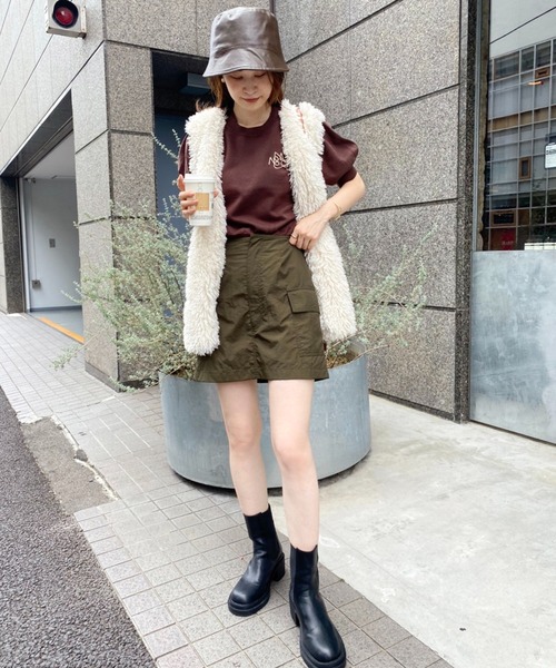 one after another NICE CLAUP(ワンアフターアナザーナイスクラップ)の「ユーティリティミニスカート(スカート・レディース・ブラック/ベージュ/カーキ・FREE)」の15枚目の写真