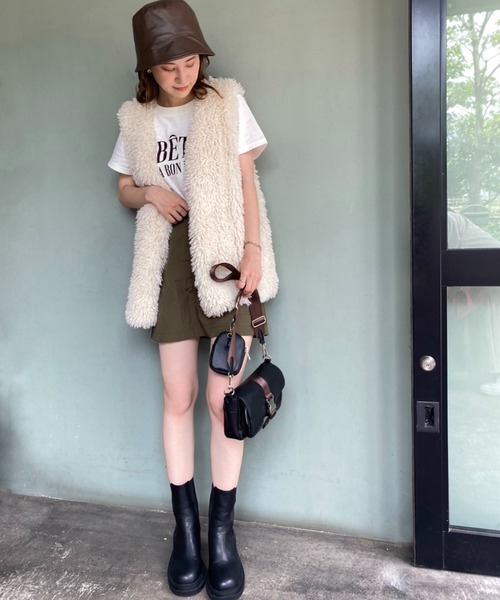 one after another NICE CLAUP(ワンアフターアナザーナイスクラップ)の「ユーティリティミニスカート(スカート・レディース・ブラック/ベージュ/カーキ・FREE)」の12枚目の写真