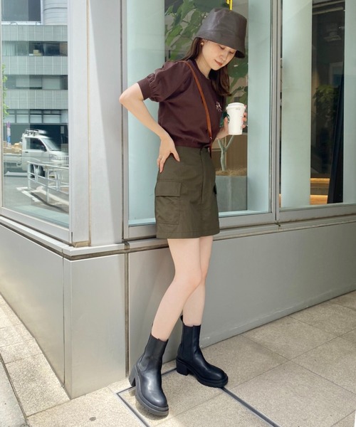 one after another NICE CLAUP(ワンアフターアナザーナイスクラップ)の「ユーティリティミニスカート(スカート・レディース・ブラック/ベージュ/カーキ・FREE)」の16枚目の写真