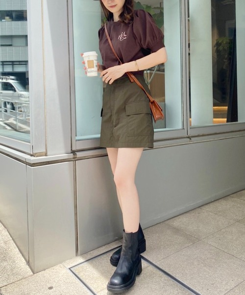 one after another NICE CLAUP(ワンアフターアナザーナイスクラップ)の「ユーティリティミニスカート(スカート・レディース・ブラック/ベージュ/カーキ・FREE)」の17枚目の写真