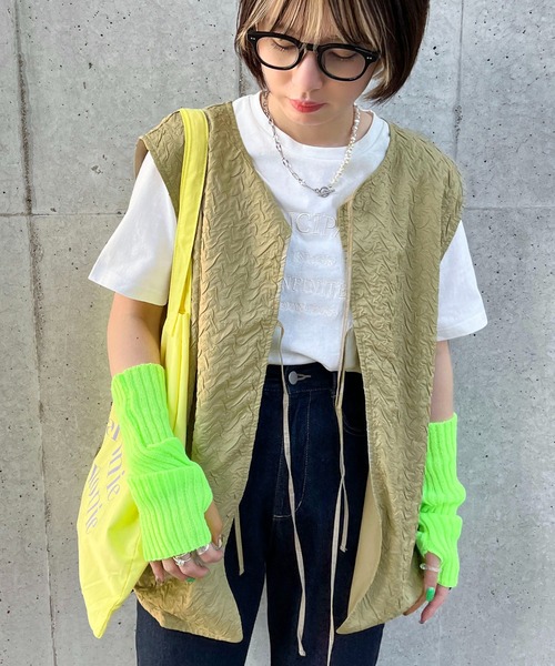 apres jour mignon(アプレジュールミニョン)の「ポコポコベスト【ZOZOTOWN限定アイテム】(ベスト・レディース・ブラック/カーキ/アイボリー/ピンク・X-LARGE/フリー)」の3枚目の写真