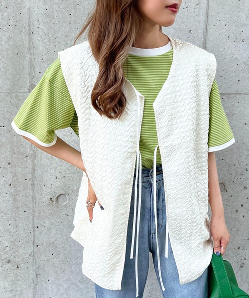 apres jour mignon(アプレジュールミニョン)の「ポコポコベスト【ZOZOTOWN限定アイテム】(ベスト・レディース・ブラック/カーキ/アイボリー/ピンク・X-LARGE/フリー)」の7枚目の写真