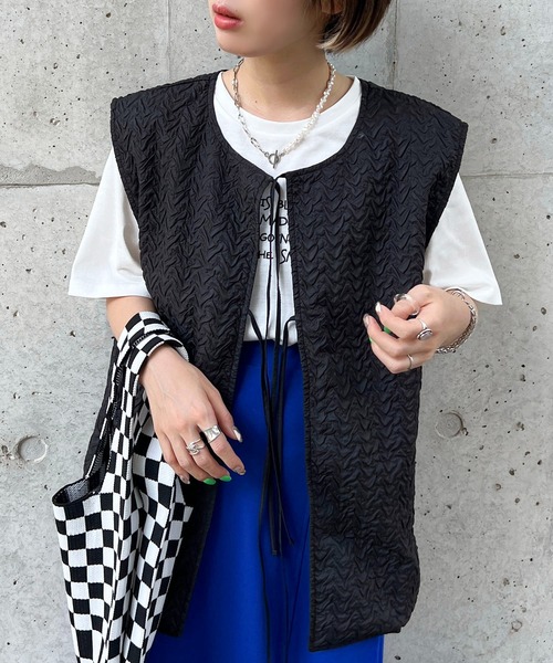 apres jour mignon(アプレジュールミニョン)の「ポコポコベスト【ZOZOTOWN限定アイテム】(ベスト・レディース・ブラック/カーキ/アイボリー/ピンク・X-LARGE/フリー)」の12枚目の写真