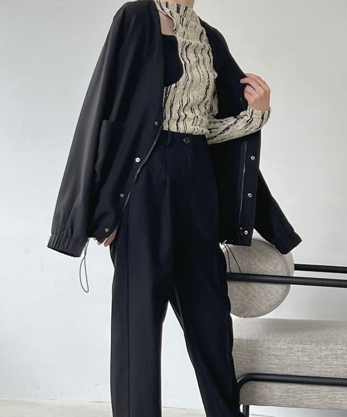 chuclla(チュクラ)の「セットアップ ノーカラーブルゾン chw22a033(ブルゾン・レディース・ブラック/モカ・M/L/S)」の13枚目の写真