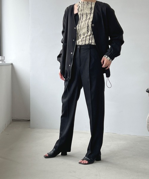 chuclla(チュクラ)の「セットアップ ノーカラーブルゾン chw22a033(ブルゾン・レディース・ブラック/モカ・M/L/S)」の14枚目の写真