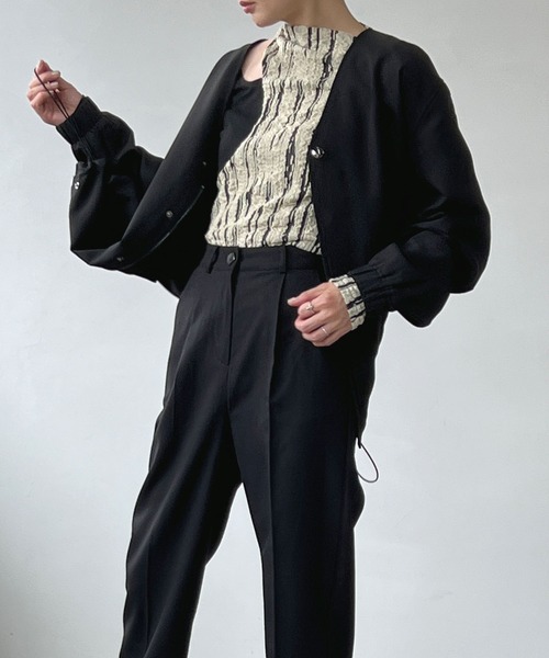 chuclla(チュクラ)の「セットアップ ノーカラーブルゾン chw22a033(ブルゾン・レディース・ブラック/モカ・M/L/S)」の16枚目の写真