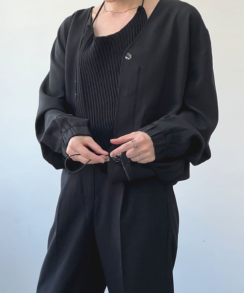 chuclla(チュクラ)の「セットアップ ノーカラーブルゾン chw22a033(ブルゾン・レディース・ブラック/モカ・M/L/S)」の20枚目の写真