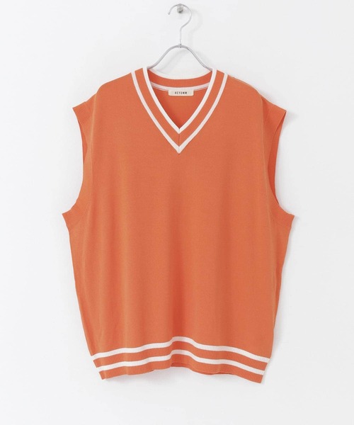 HEYUMM(ヘユム)の「配色カラーサマーニットベスト(ニット/セーター・メンズ・ライトブルー/ピンク/オレンジ・ONE)」の3枚目の写真