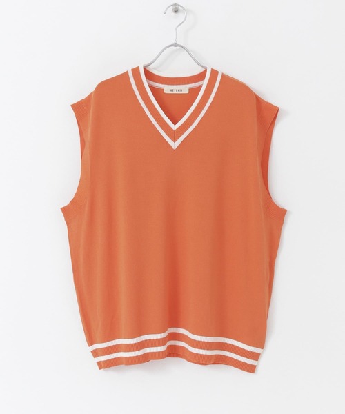 【秋旅カシミア100%【美品】『Papas➕』ニットベストオレンジ 秋旅カシミア100%【美品】『Papas➕』ニットベストオレンジ