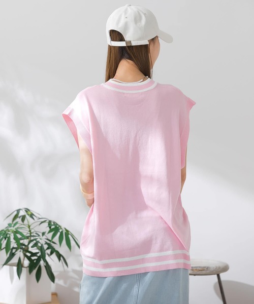 HEYUMM(ヘユム)の「配色カラーサマーニットベスト(ニット/セーター・メンズ・ライトブルー/ピンク/オレンジ・ONE)」の19枚目の写真