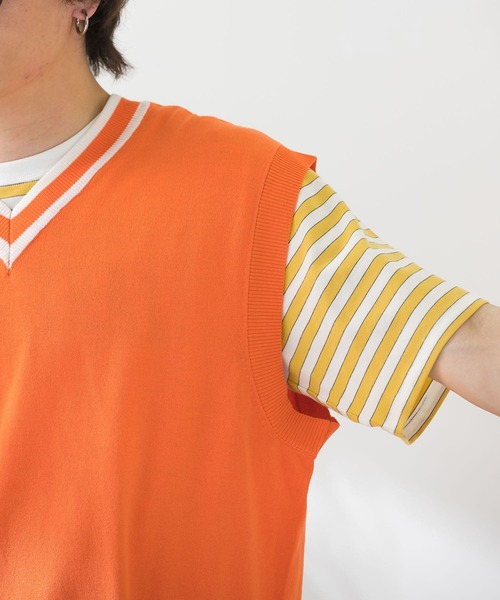 【秋旅カシミア100%【美品】『Papas➕』ニットベストオレンジ 秋旅カシミア100%【美品】『Papas➕』ニットベストオレンジ